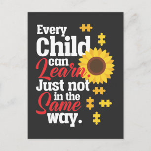 Autism Sunflower Special Education Teacher Postcard
