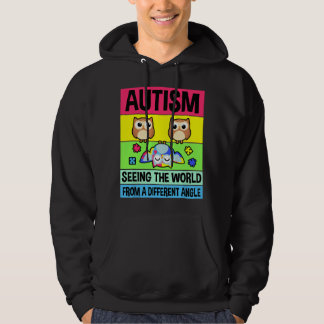 Autism Suppor Puzzle Piece Austim Awareness Owl  Hoodie