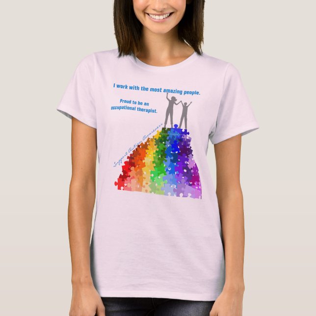 Autism Support Climbing To New Heights Woman & Boy T-Shirt (Front)