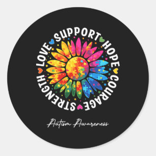 Autism Support Colourful Sunflower Autism Awarenes Classic Round Sticker