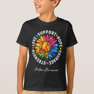Autism Support Colourful Sunflower Autism Awarenes T-Shirt