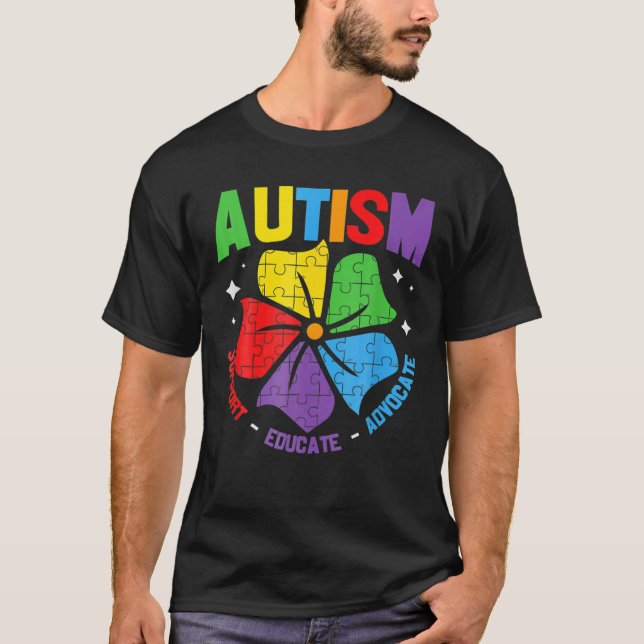 Autism Support Kids For Mom Dad Autism Awareness T-Shirt (Front)