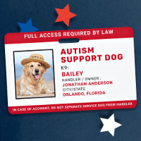 Autism Support Personalised Service Dog Photo ID