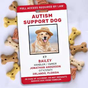 Autism Support Personalised Service Dog Photo ID ID Badge