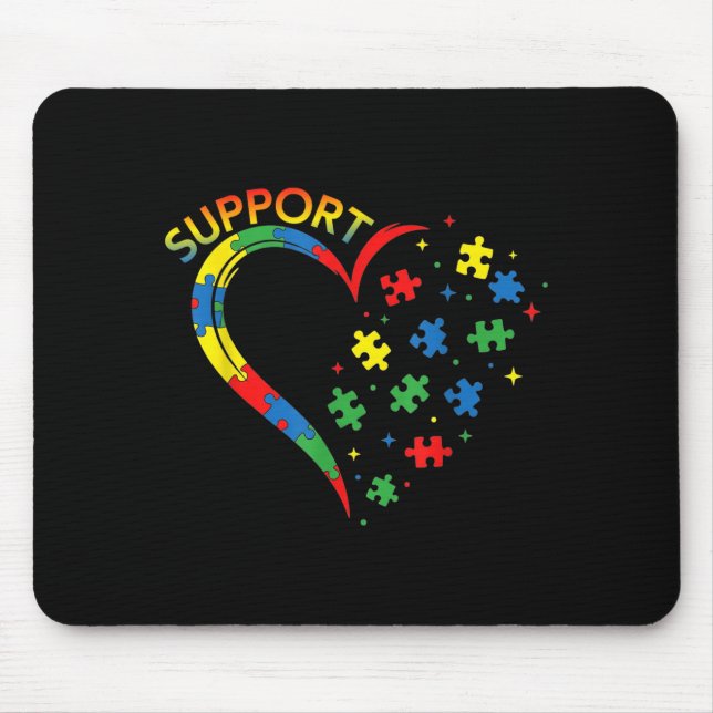 Autism Support Puzzle Heart Neurodiversity Mouse Pad (Front)