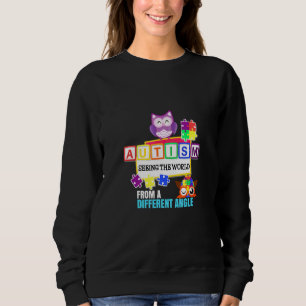 Autism Support Puzzle Piece Austim Awareness Owl Sweatshirt