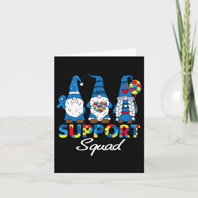 Autism Support Squad Gnomes Awareness Matching Men Card (Front)