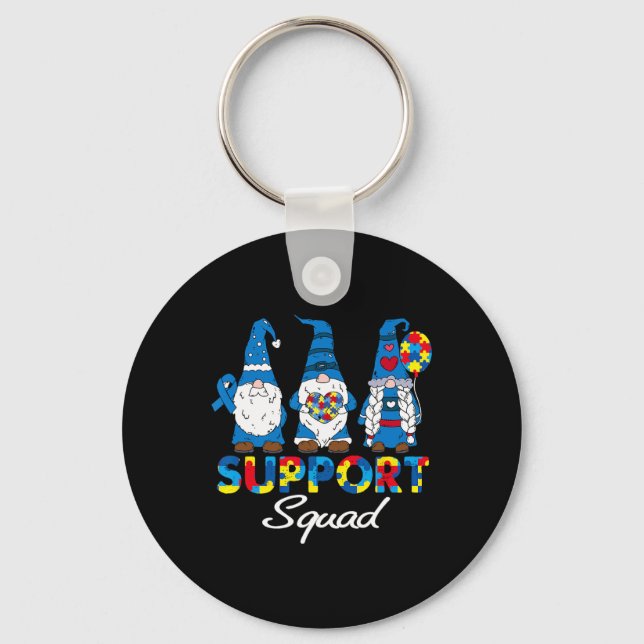 Autism Support Squad Gnomes Awareness Matching Men Key Ring (Front)