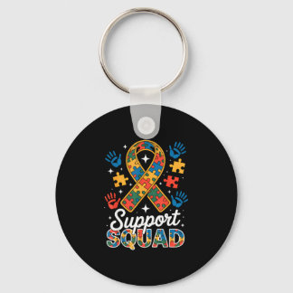 Autism support squad puzzle ribbon awareness key ring