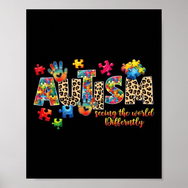 Autism Support Teacher Women Kids Autism Awareness Poster (Front)
