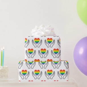 Autism Supporting Hands Colorful Rainbow Heart ASD Wrapping Paper