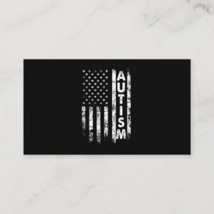 Autism T-Shirt American Flag Grunge Business Card