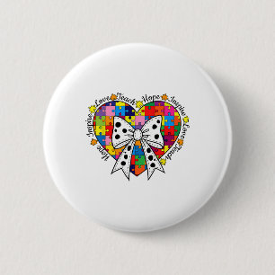Autism Teach-love Inspire Hope  6 Cm Round Badge