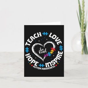 Autism Teach Love Inspire Hope Teacher Blue Autism Card