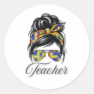 Autism Teacher Advocate Support Inclusion Special Classic Round Sticker