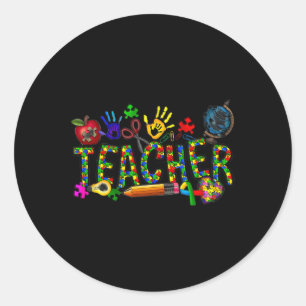 Autism Teacher Autism Awareness Coquette Autism  Classic Round Sticker