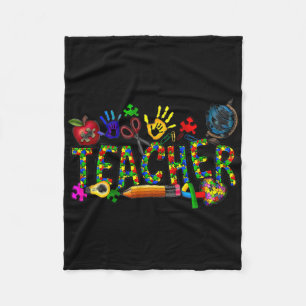 Autism Teacher Autism Awareness Coquette Autism  Fleece Blanket