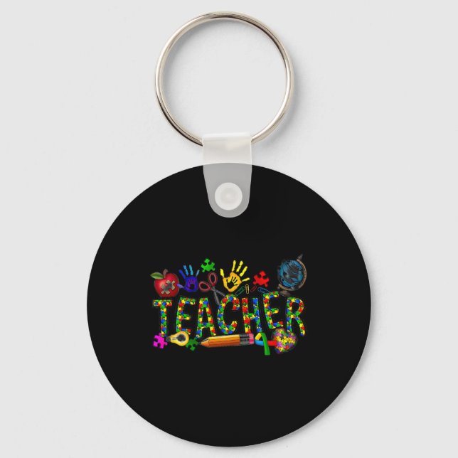 Autism Teacher Autism Awareness Coquette Autism  Key Ring (Front)
