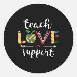 Autism Teacher Back To School First Day Gift Aware Classic Round Sticker
