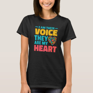 Autism Teacher I Am Their Voice They Are My Heart T-Shirt