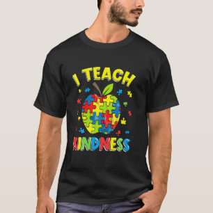 Autism Teacher  I Teach Kindness Apple Puzzle Awar T-Shirt