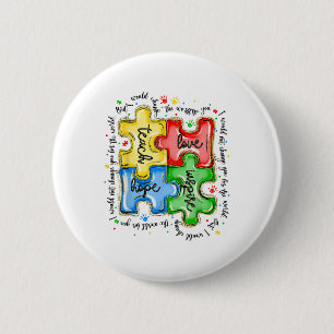 Autism Teacher, Neurodiversity, Teach Love Inspire 6 Cm Round Badge