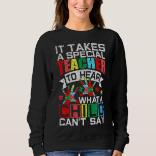 Autism Teacher Puzzle Piece Child Grunge Womens Au Sweatshirt