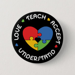 Autism Teacher Teach Accept Understand Love 6 Cm Round Badge