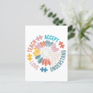 Autism Teacher Teach Accept Understand Love Postcard