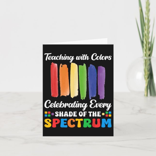 Autism Teacher Teaching With Colours Spectrum Awar Card (Front)