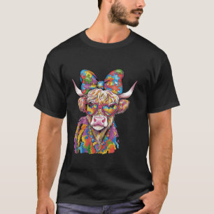 Autism Teachers Autism Highland Cow Coquette Bow T-Shirt