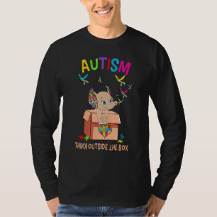 Autism Think Outside The Box Cute Elephant Autism  T-Shirt