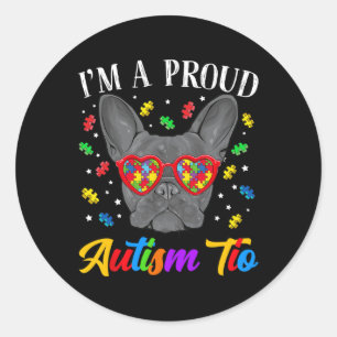 Autism Tio French Bulldog Dog Puzzle Gles Classic Round Sticker