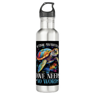 Autism Turtle Autistic Puzzle Autism Awareness     710 Ml Water Bottle