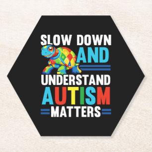 Autism Turtle Autistic Puzzle Autism Awareness Paper Coaster