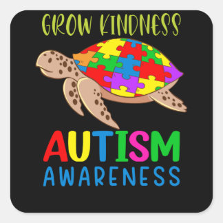 Autism Turtle Love Autism Awareness Square Sticker