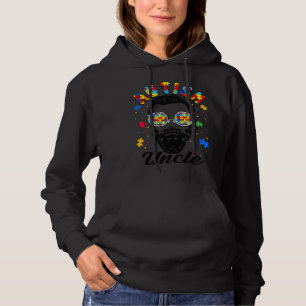 Autism Uncle Autism Awareness Family Matching Bear Hoodie