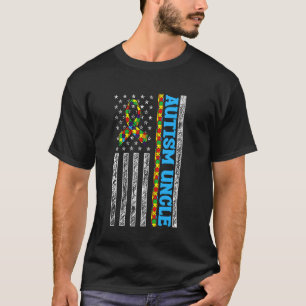 Autism Uncle Puzzle Ribbon Support Family Pride Ri T-Shirt