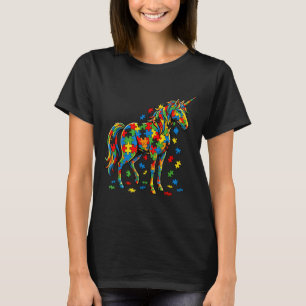Autism unicorn colourful puzzle pieces for women T-Shirt