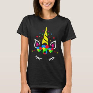 Autism Unicorn Puzzle Heart Cute Awareness Support T-Shirt