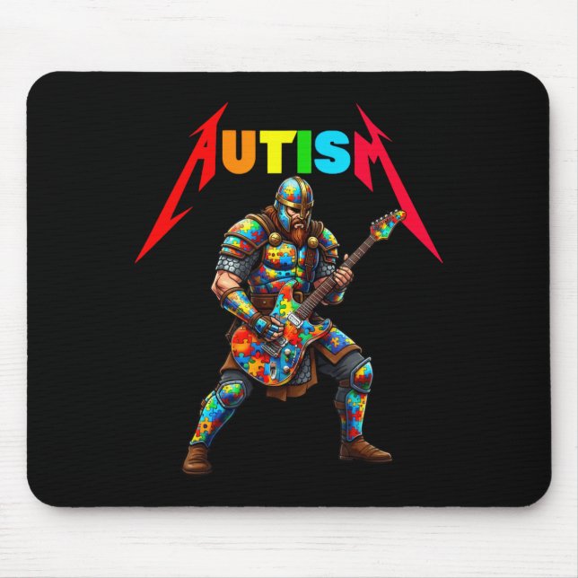 Autism viking guitar player rock music autism mouse pad (Front)