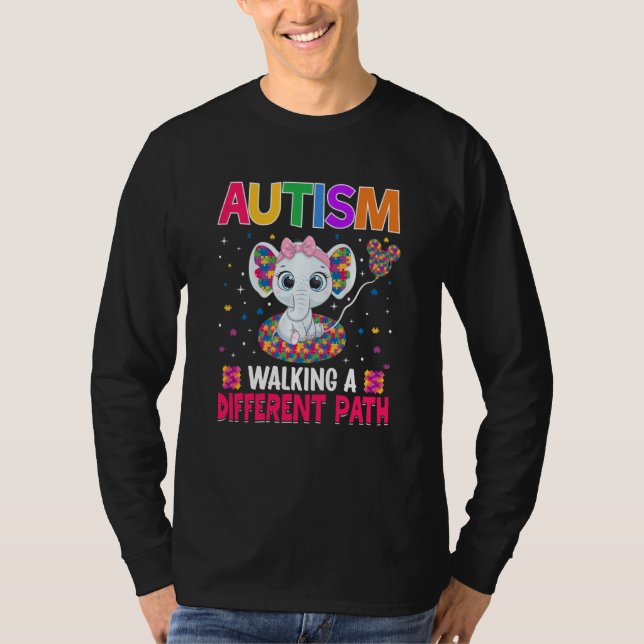 Autism Walking A Different Path Support Autism War T-Shirt (Front)