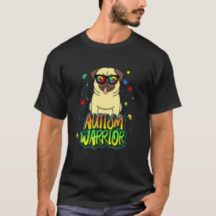 Autism Warrior Pug Awareness Dog Puzzle Piece Kids T-Shirt