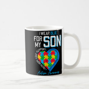 Autism wear blue for son awareness dad mom men coffee mug