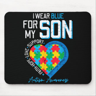 Autism Wear Blue for Son Awareness Dad Mum Men Mouse Pad
