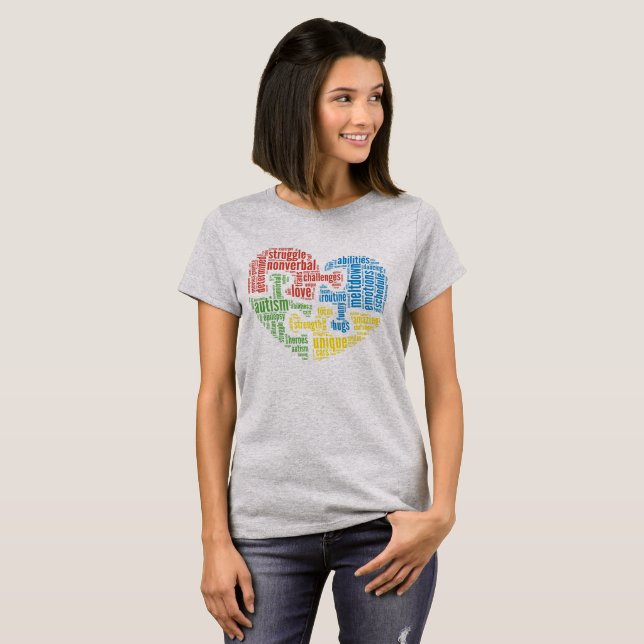 Autism Word Cloud Heart Shirt (Front Full)