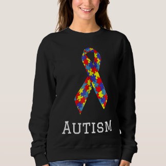 Autism-World Autism Awareness Day -Puzzle Ribbon T Sweatshirt