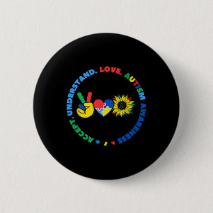 Autisme Kids Superheroes Sunflower Peace Hand Sign 6 Cm Round Badge