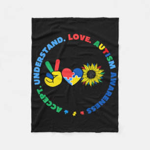 Autisme Kids Superheroes Sunflower Peace Hand Sign Fleece Blanket