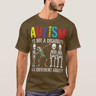 AutismIt's a Different Ability Dabbing Skeleton Pu T-Shirt